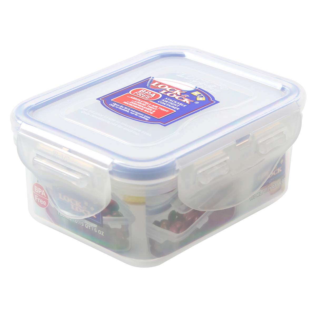 Matlåda, Mini, 180 ml, LOCK & LOCK, 10,8 x 8,8 x  H 4,8 cm , Klar / Blå