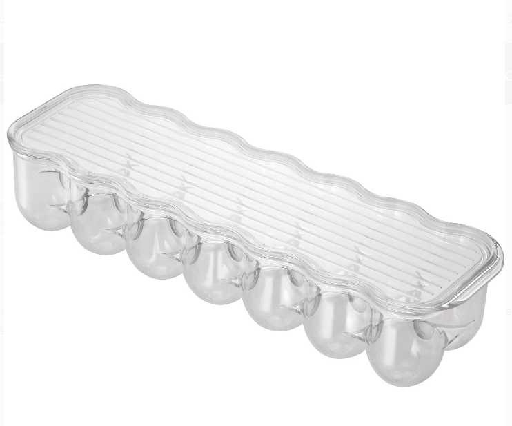 Kylskåpförvaring med lock, smal, för 14 Ägg, FRIDGE BINZ, 36 x 11 x H 7,6 cm, Klar