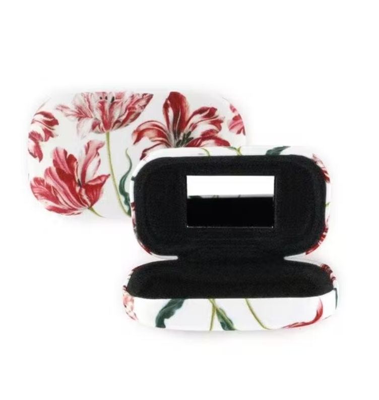 Ask med spegel, THREE TULIPS TRAVEL CASE,  Vit / Röd