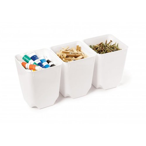 Burkar med Lock, Set med 3, ORGANISER TUB, Large, 14 x 14 x H16 cm, Vit