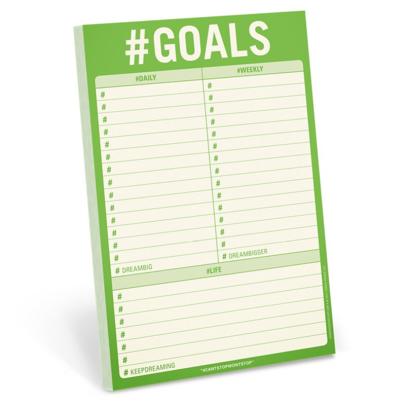 Att-Göra-Block, KNOCK-KNOCK GOALS PAD,  15 x 23 cm,  Vit / Grön