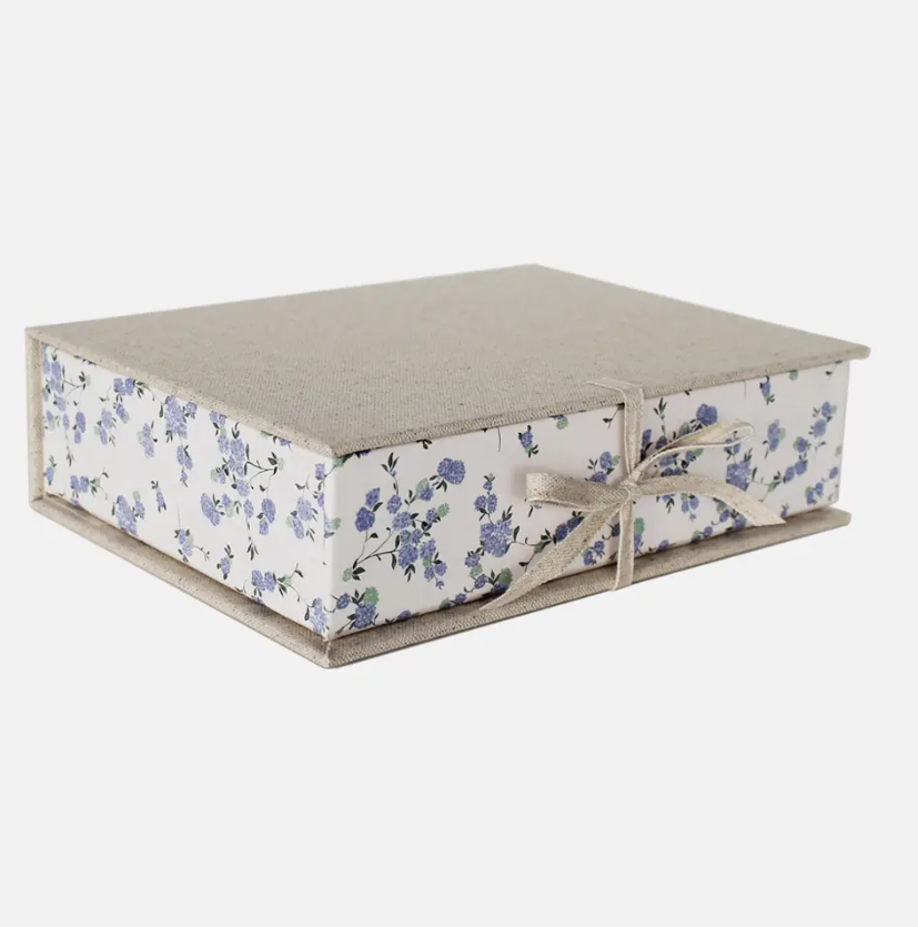 Boklåda med band, A5, BOTANIC LAVANDA,  22,5 x 17 x  H 6 cm, Beige