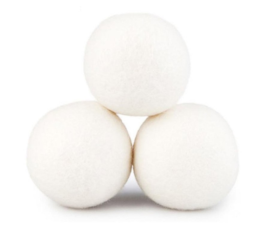 Torkbollar av ull till torktumlaren, 3 st, WOOL DRYER BALLS, Ø 7 cm,  Vita