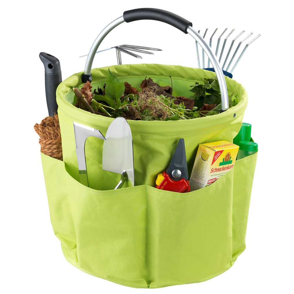 Rund korg med förvaringsfickor, Superlätt, UNIVERSAL CADDY XL,  Ø 35 x H 35 cm, Limegrön