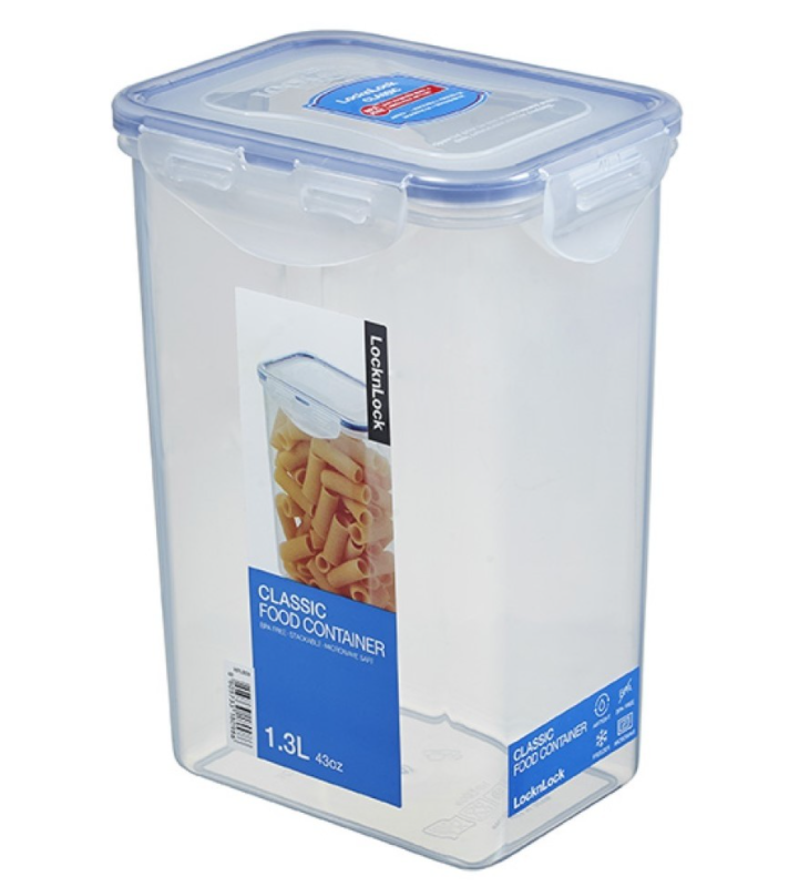 Matlåda, 1,3L, LOCK & LOCK, 13,7  x 10,4 x 18,5 cm, Klar / Blå