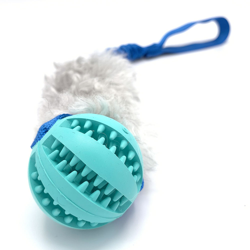 Bitvänlig boll och fårskinn och ett elastiskt handtag hundleksak från Bistos