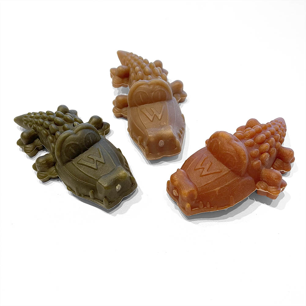 dental sticks krokodil WHIMZEES alligator grön orange brun till hund