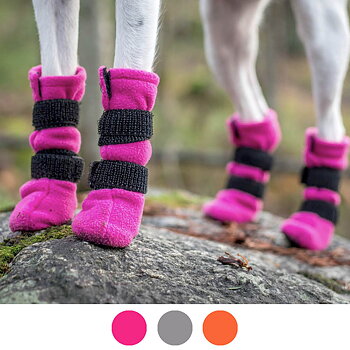 Halla hundskor i fleece rosa gråa och orange