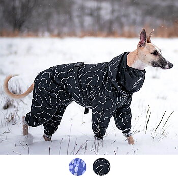 Skön mjuk hundoverall lätt att sätta på. Passar till whippet PAIKKA