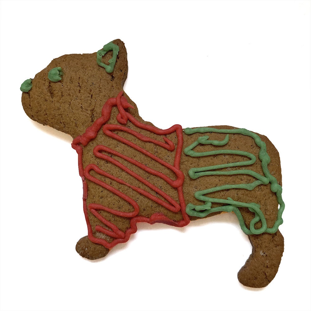 Bake a cookie in the shape of French bulldogg