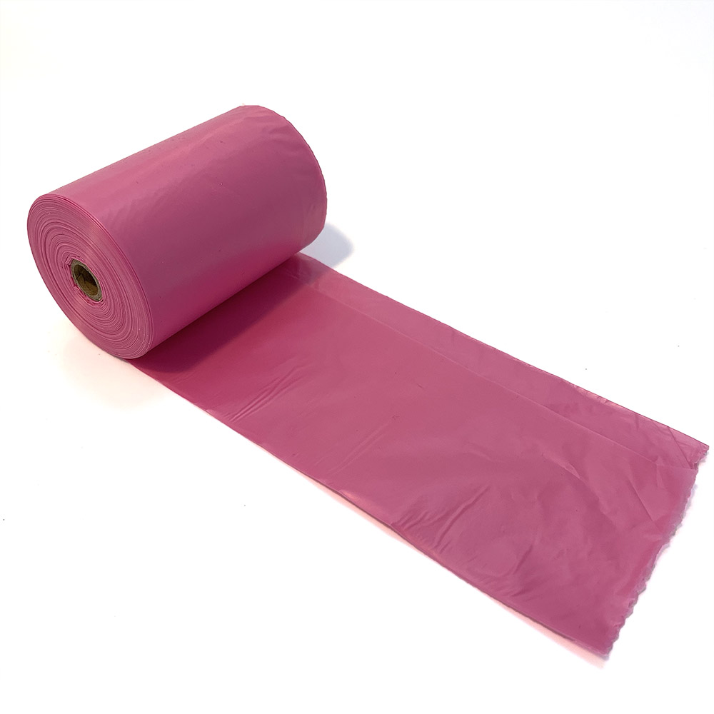 Rosa bajspåse av återvunnen plast till hund