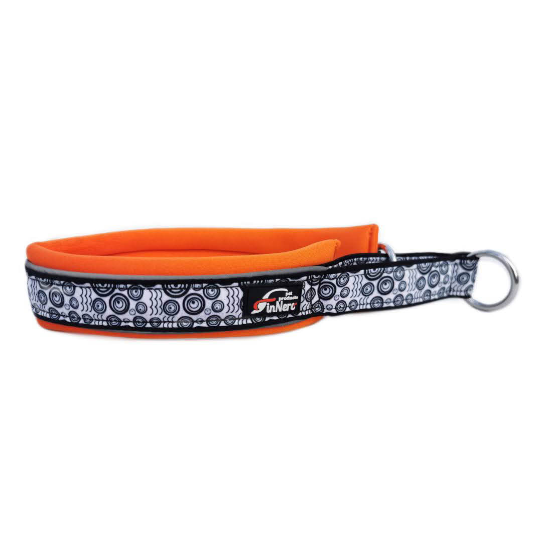 Hundhalsband svart med reflex halvstryp FinNero