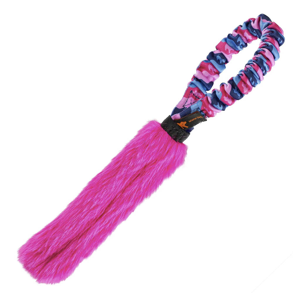 Dog toy bungee handle tug of war