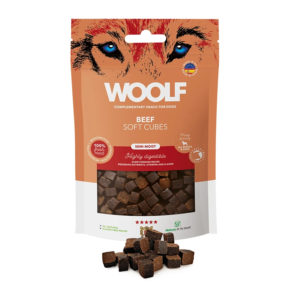 Woolf soft cubes dog treats monoprotein