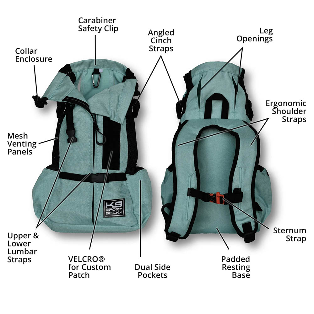 Turkos ryggsäck till hunden smart design och skön för både hund och ägare K9 Sport sack Air2