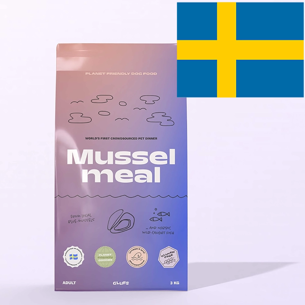 Glufs musselmeal dog food from Sweden