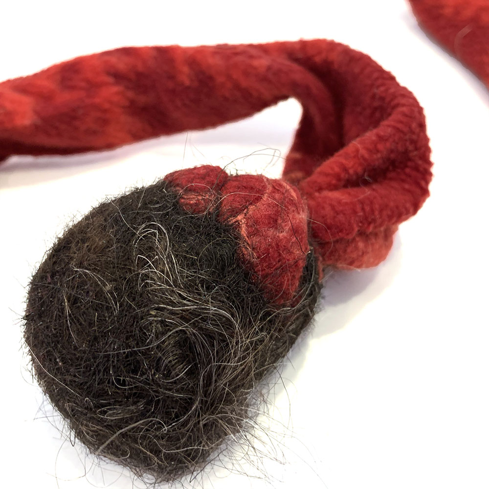 Sheep fur dog toy with a handle - 5