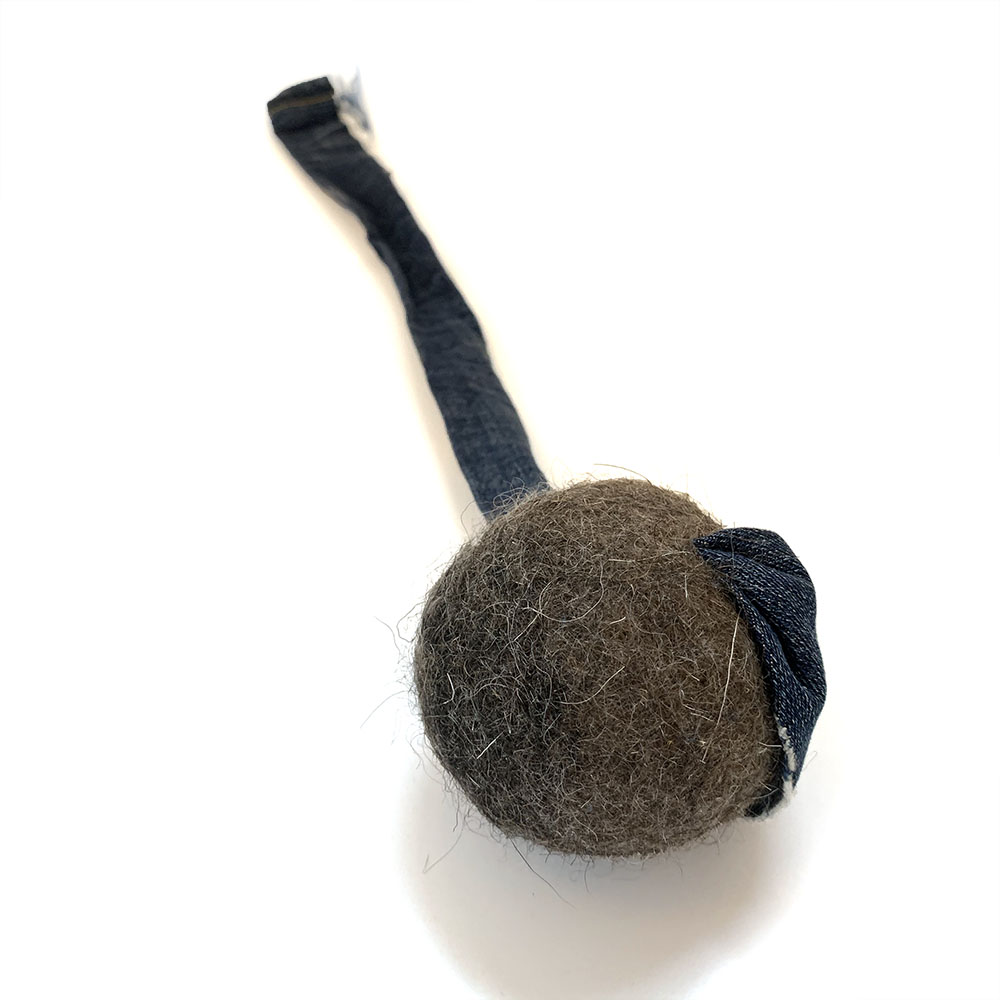 Sheep fur dog toy with a handle - 7
