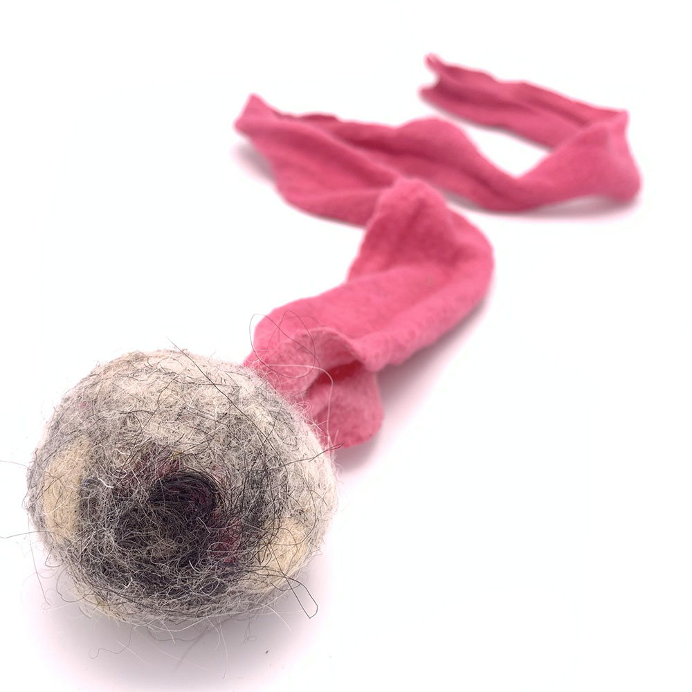 Sheep fur dog toy with a handle - 2
