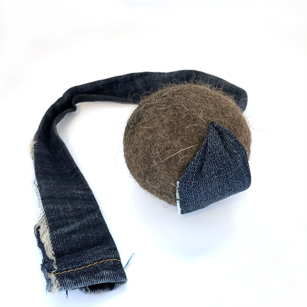 Sheep fur dog toy with a handle - 10