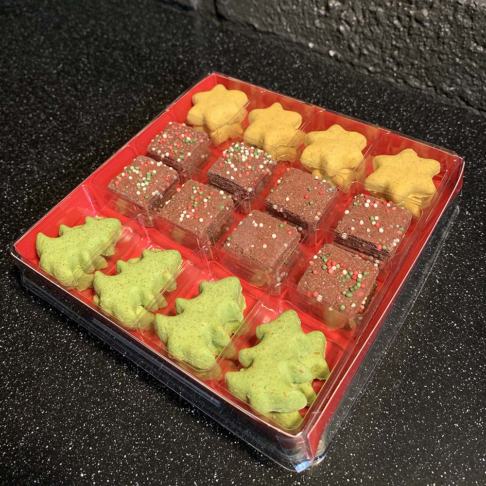 Christmas box filled with dog treat