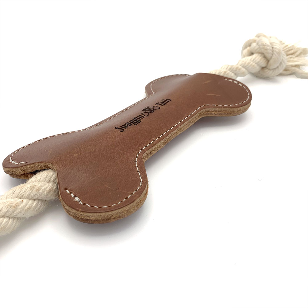 Swaggin Tails leather bone with rope - 2