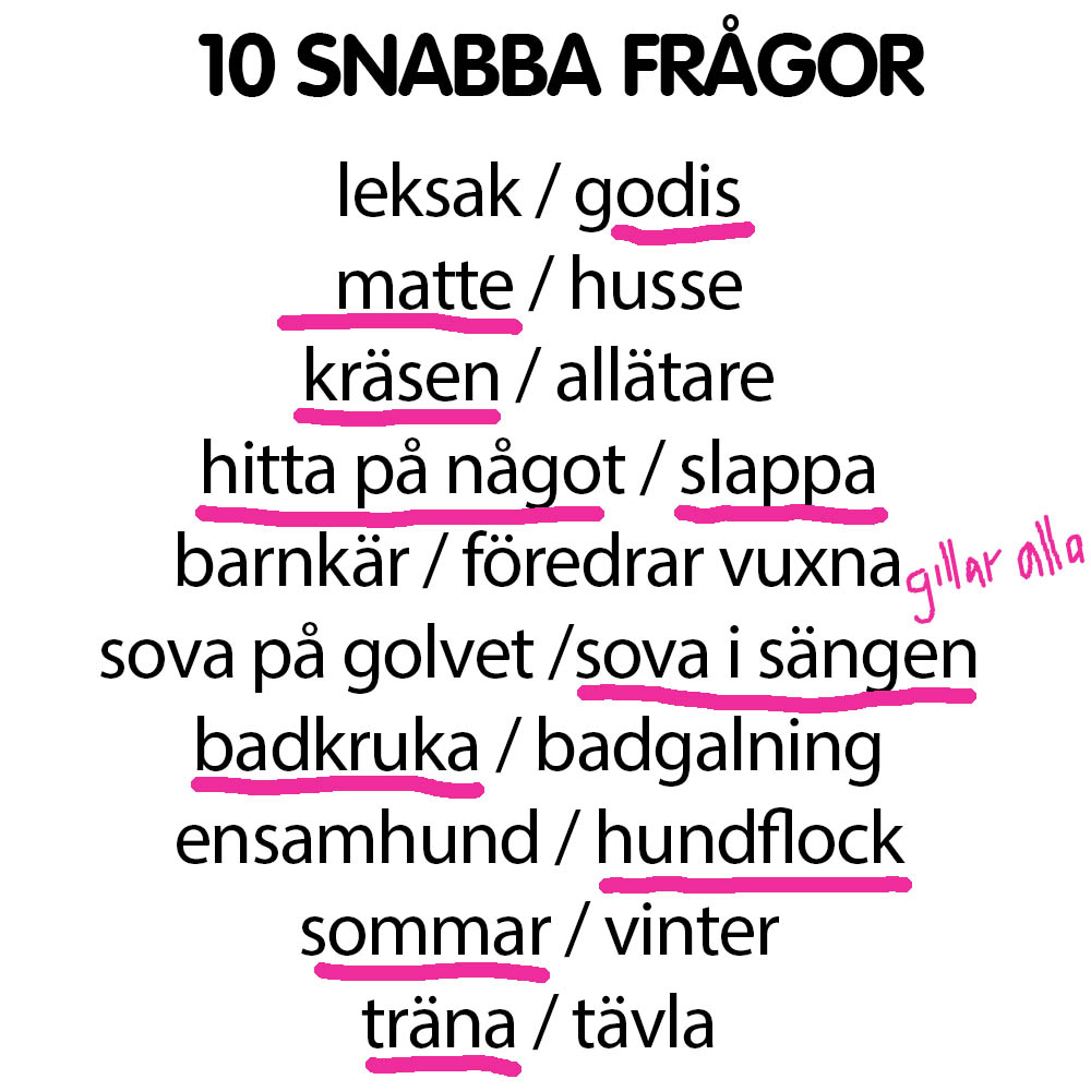 Snabba frågor Candy