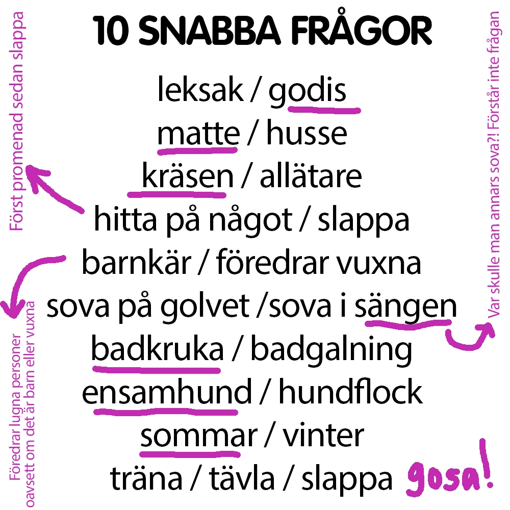 Snabba frågor Sally