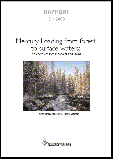 Rapport 2008:3 Mercury Loading from forest to surface waters: The effects of forest harvest and liming  