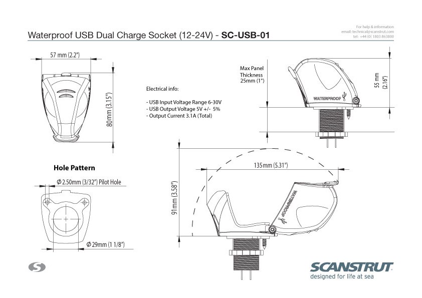 Scanstrut IPX4  vattetät USB laddningsuttag - 5