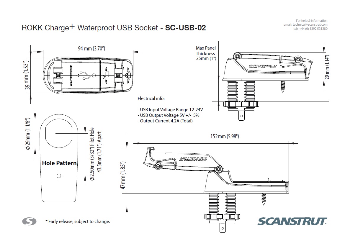 Scanstrut IPX6 vattetät USB laddningsuttag - 6