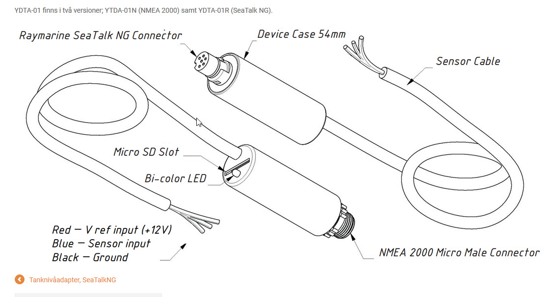 YDTA-01  NMEA2000 Tanknivåinterface från Yacht Devices - 3