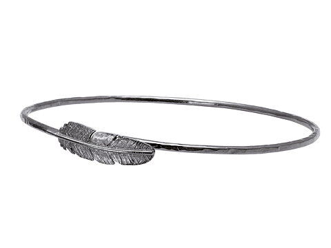 Armband fjäder oxiderat silver