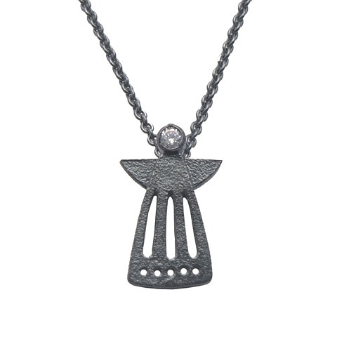 Skyddsängel oxiderat silver genombruten