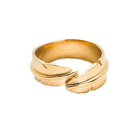 Ring fjäder förgyllt silver
