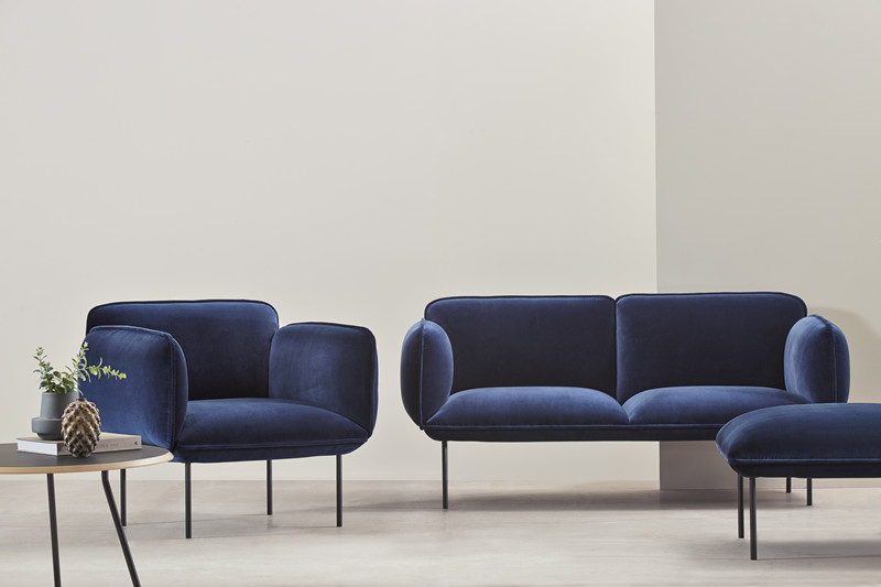 Woud-lounge-fåtölj -Nakki-sammet