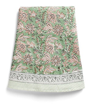 Chamois-bomullsduk-indian summer-green/rose 220cm