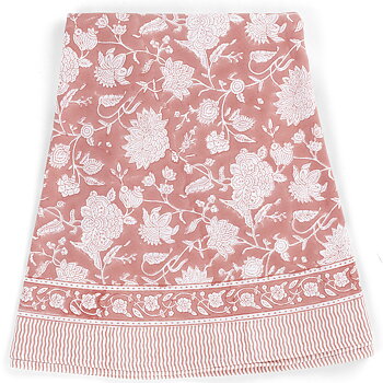 Chamois-rund bomullsduk-Indian Rose, 160 cm 