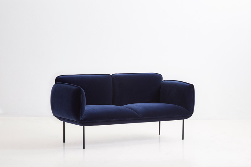 Woud-soffa , Nakki, 2-sits,sammet - 2