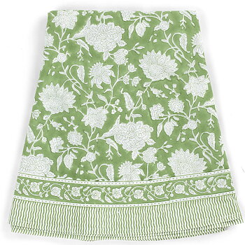 Chamois-rund bomullsduk rund-Indian Rose, green tea , 220 cm