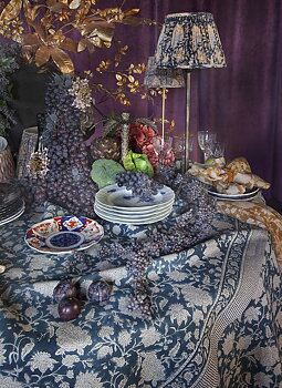 Chamois-linneduk-Indian Rose-denim blue