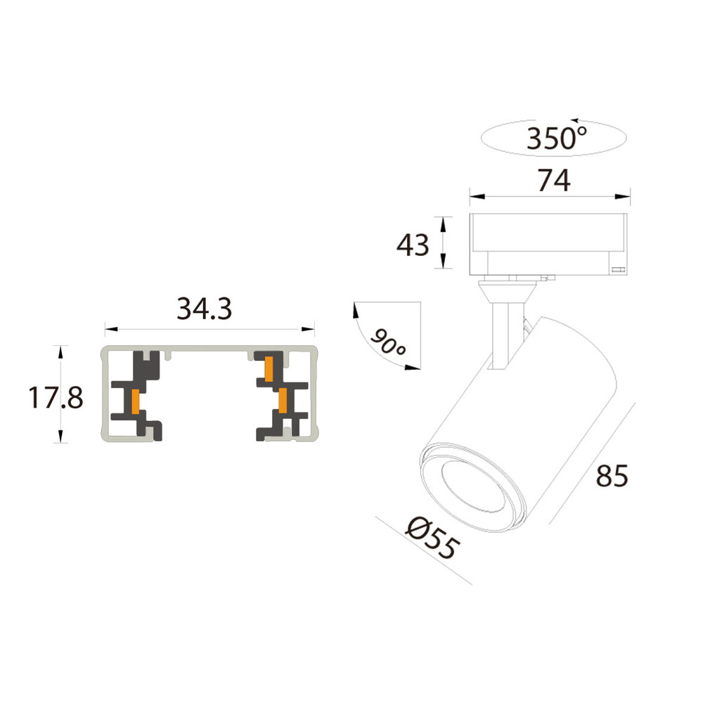 DESIGNLIGHT Tracky One skarvkoppling/dubbelanslutning - 2