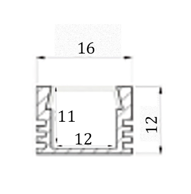 Aluminiumprofil, hög 16x12mm - 2