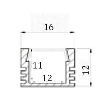 Aluminiumprofil, hög 16x12mm