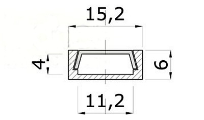 Aluminiumprofil, låg 15,2x6mm  - 2