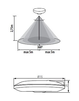 KANLUX ZONA FLAT Rörelsesensor 360° PIR