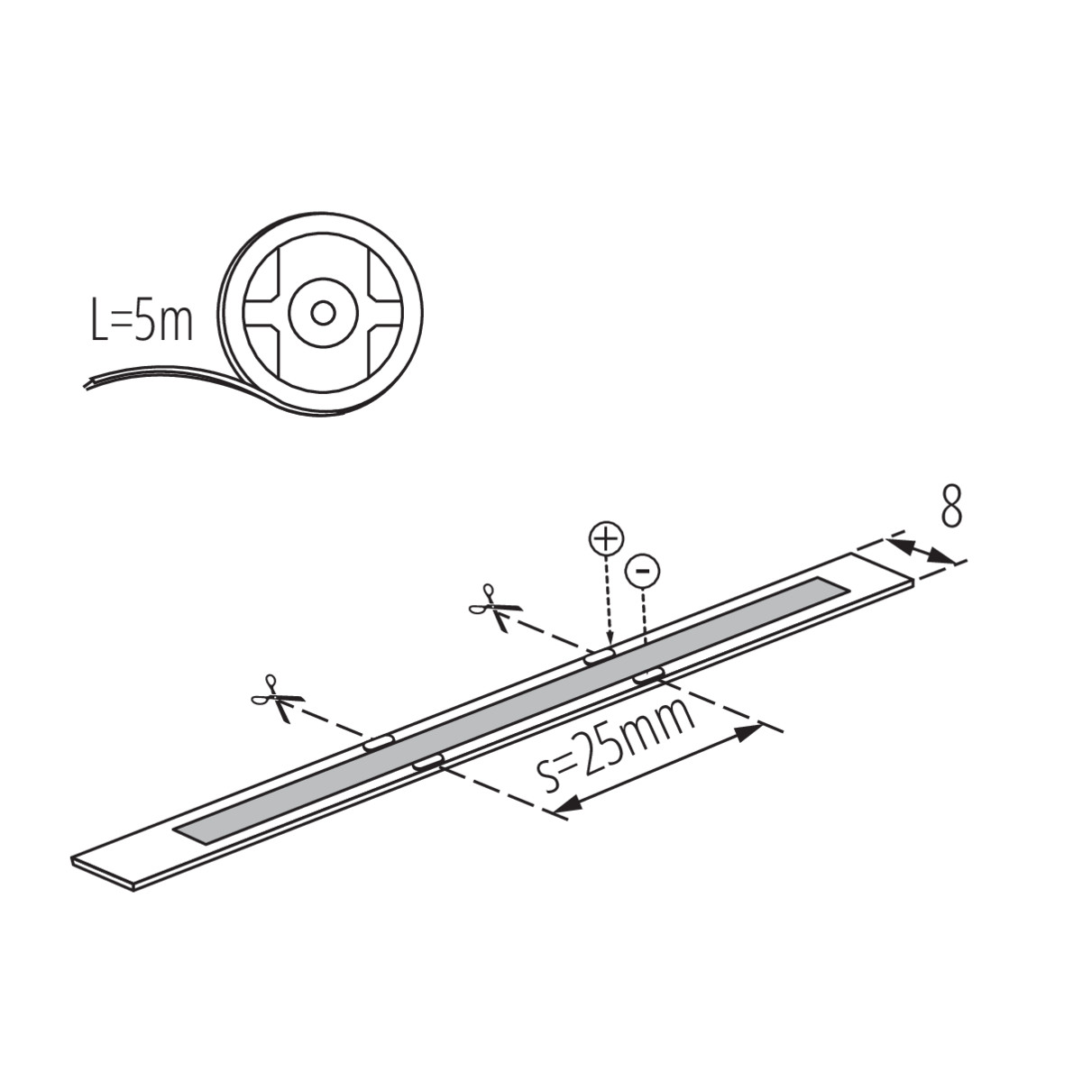 KANLUX LED list COB 8W/m 3000K 12VDC - 3