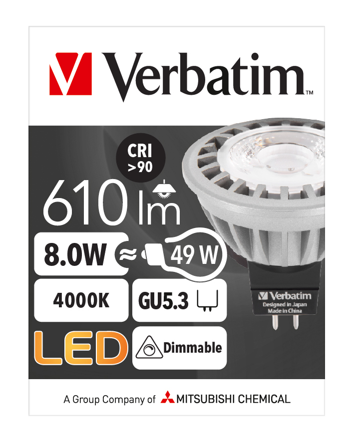 VERBATIM MR16 8W (49W) 4000K Dimbar - 4