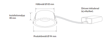 PLEJD DWN-02-W Downlight Deep Vit IP44 2200-4000K
