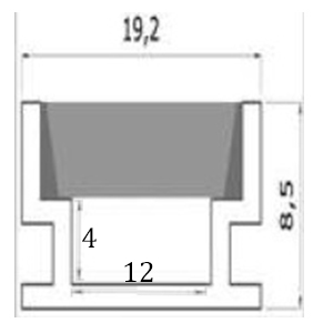 Alu profil golv, frost 19,2x8,5mm - 2